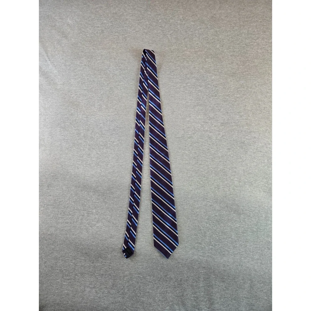 Brooks Brothers‎ Makers & Merchants Tie Purple Blue Striped 100% Silk Necktie